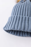 Slate knit pom pom beanie hat baby toddler adult