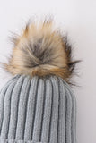 Sage knit pom pom beanie hat baby toddler adult