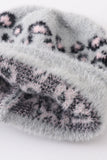 Grey leopard beanie hat toddler adult