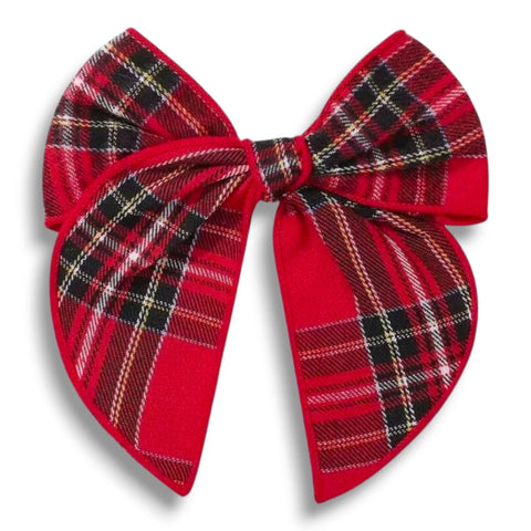 6" Red Tartan Plaid Bow