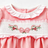 Pink Gingham Bow Smock L/S Outfit