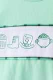 Green parade embroidery ruffle gingham pants set