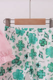 Pink clover glitter pants set