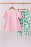 Pink clover glitter pants set
