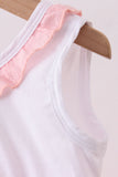 Pink cross jacquard embroidery ruffle bubble