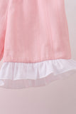Pink cross jacquard embroidery shorts set