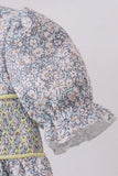 Floral bunny smocked bubble