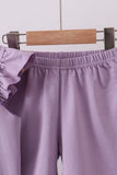 Purple bunny applique ruffle shorts set