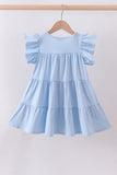 Blue cross sequin tiered dress