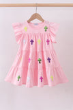 Pink cross sequin tiered dress