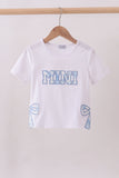 White MAMA bow applique mom&me top