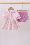 Purple birthday embroidery bloomer set