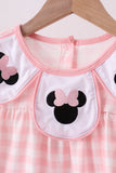 Pink character embroidery gingham bubble