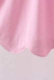 Pink big sister embroidery ruffle shorts set