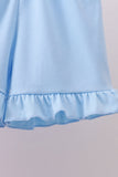 Pink seersucker animal smocked ruffle shorts set