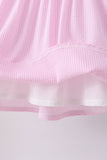 Pink seersucker animal smocked ruffle shorts set