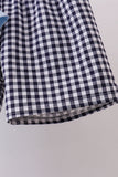 Blue sailboat embroidery gingham shorts set