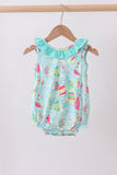 Blue sailboat print ruffle bubble