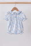 Navy bunny embroidery floral peter pan collar bubble