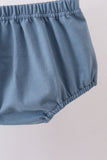 Navy bunny embroidery peter pan collar bloomer set