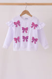 White bow sequin mom&me sweatshirt
