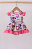 Pink character bamboo ruffle romper