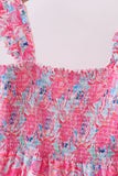 Pink floral smocked ruffle mom&me tiered dress