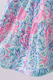 Blue marine smocked ruffle tiered mom&me dress
