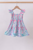 Blue marine smocked ruffle tiered mom&me dress