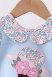 Blue floral boot applique bloomer set