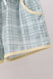 Yellow bunny applique plaid shorts set