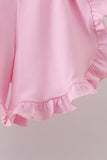 Floral bunny applique ruffle shorts set