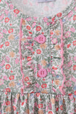 Floral bunny applique ruffle dress