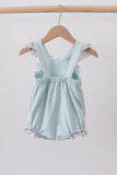 Blue floral bunny applique ruffle bubble