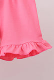 Pink baseball print ruffle shorts set