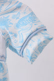 Blue bunny smocked peter pan collar bubble
