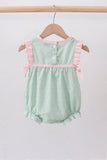 Green swiss dot cross sheep ruffle bubble