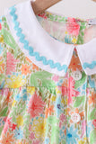 Pink floral print puff sleeve ruffle shorts set