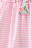 Pink stripe cross applique ruffle shorts set