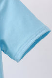 Blue cross applique top