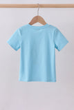 Blue cross applique top