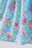 Mint island bloom 2pc ruffle shorts set