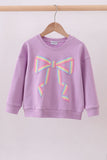 Purple hand-sewn bow mom&me sweatshirt