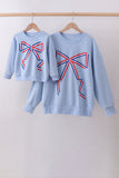 Blue hand-sewn bow mom&me sweatshirt