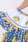 Lemon smocked ruffle shorts set