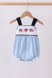 Blue character embroidery gingham bubble