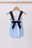 Blue character embroidery gingham bubble