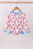 Blue cherry print rashguard