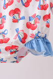 Blue cherry print rashguard