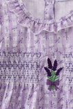 Lavender floral smocked ruffle dress